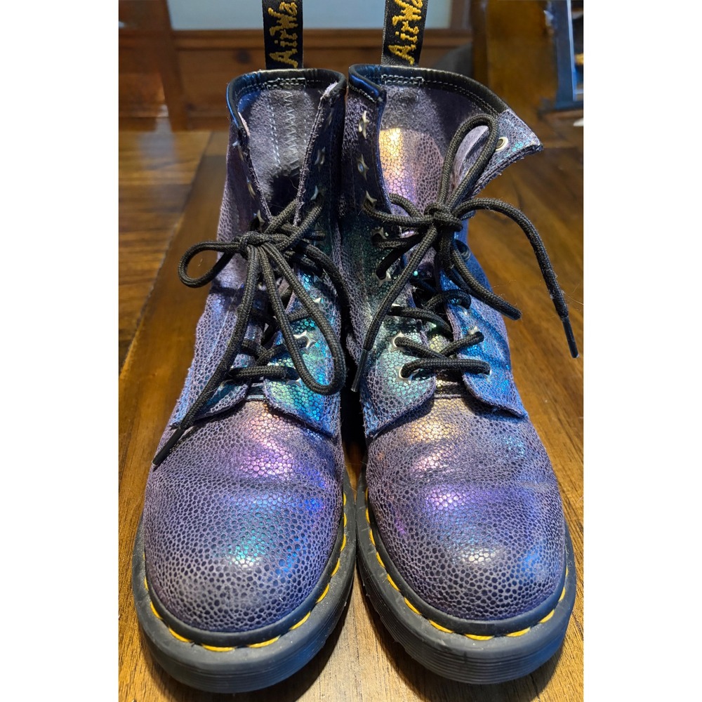 Dr. Martens 1460 Pascal Iridescent Snake Purple Blue Metallic Boots Kids